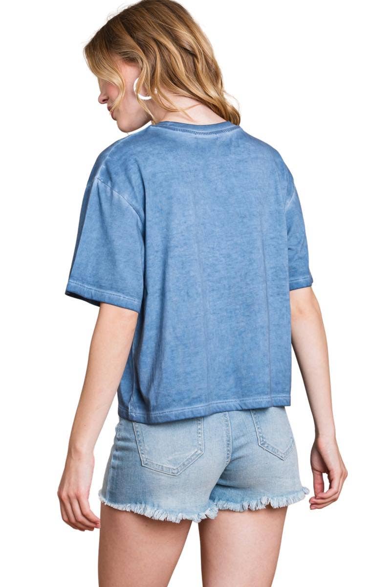 Ranch Water Por Favor Graphic S/S Lunar Dye Faux Crop