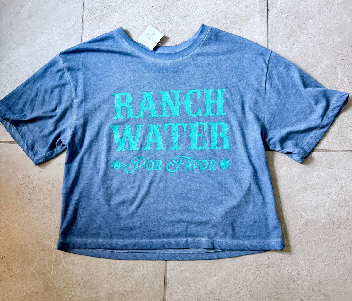 Ranch Water Por Favor Graphic S/S Lunar Dye Faux Crop