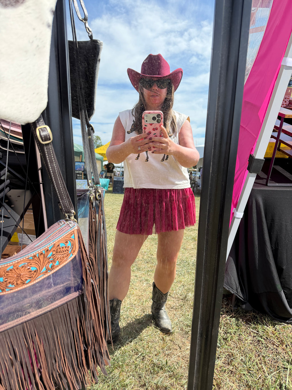 C.C Plain Vegan Felt Cowboy Hat - Wide Brim Western, Burgundy