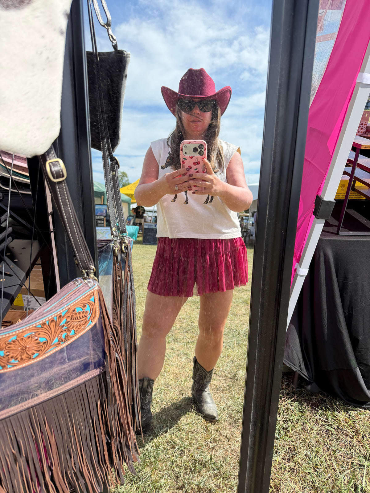 C.C Plain Vegan Felt Cowboy Hat - Wide Brim Western, Burgundy