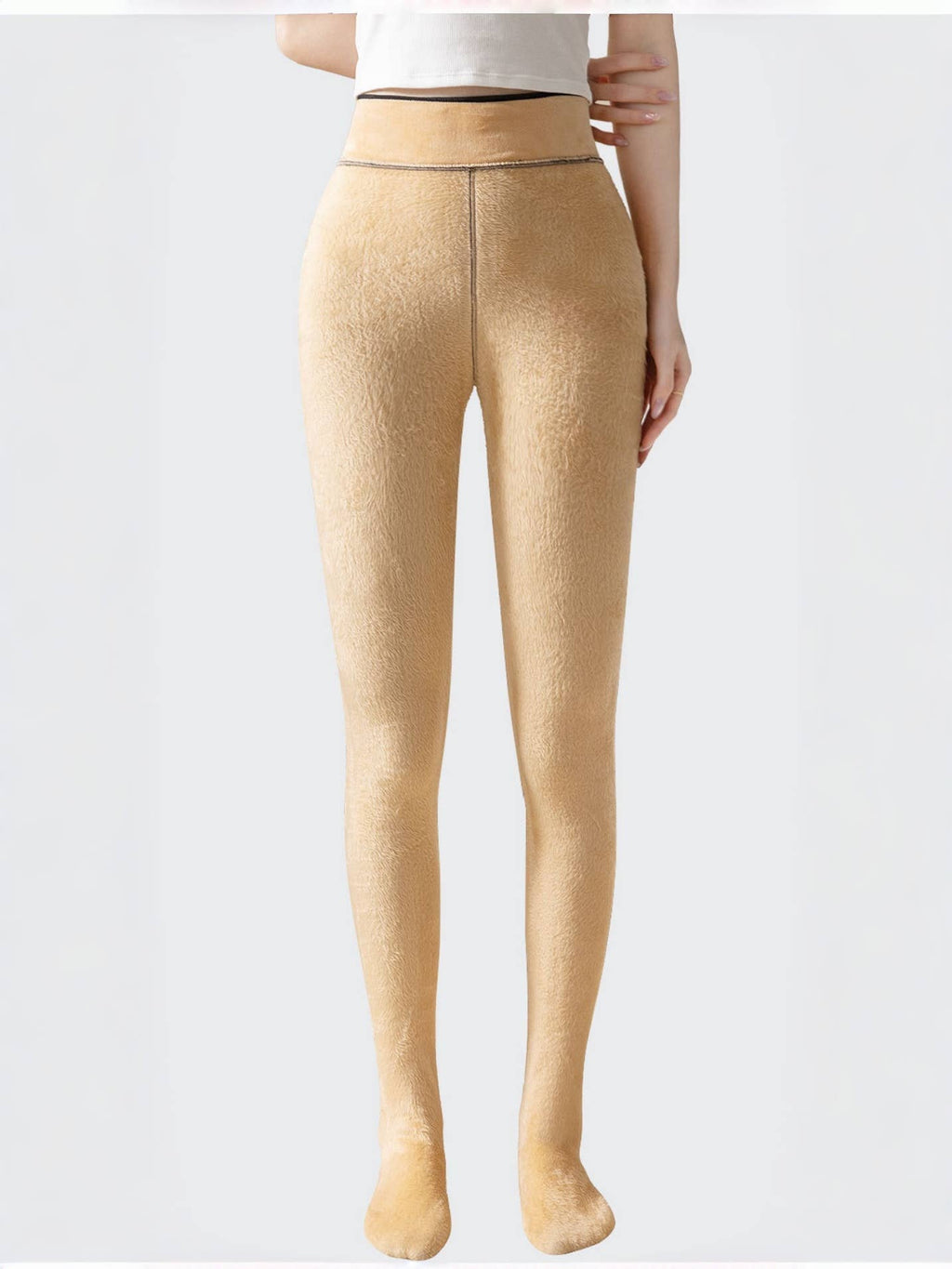 Warm Fleece-Lined Tights Fake Sheer Pantyhose Leggings