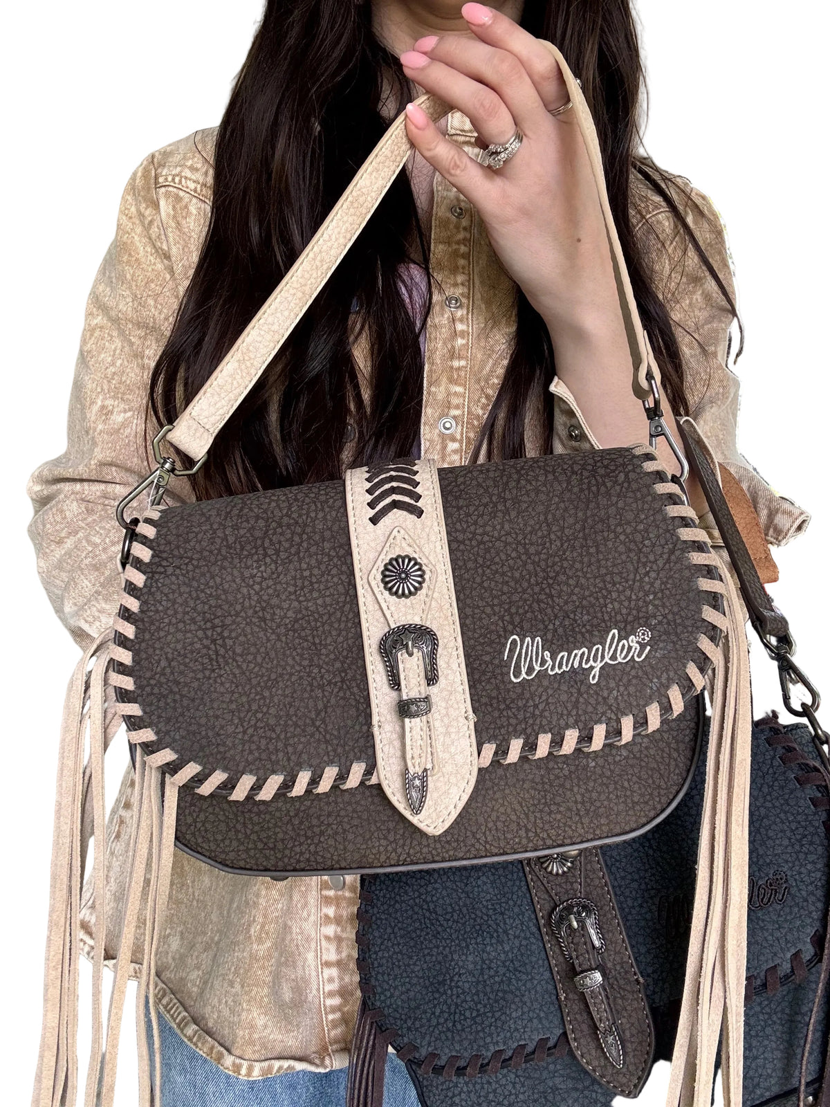 Wrangler Braided Tassel Saddle Crossbody Bag-Multiple Colors