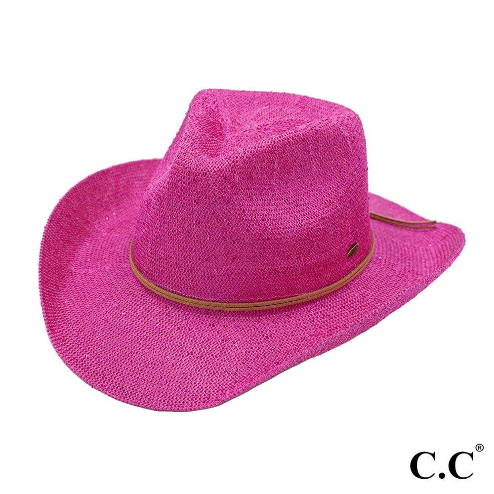 Sequin detailing Cowboy hat with suede trim