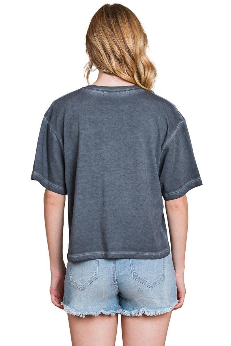 Ranch Water Por Favor Graphic S/S Lunar Dye Faux Crop