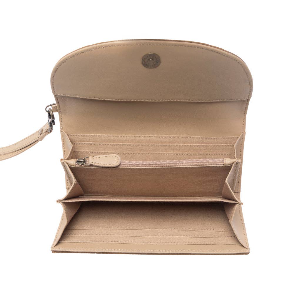 Myra Stoneflower Hairon Leather Women's Wristlet and Wallet in Onyx Pearl