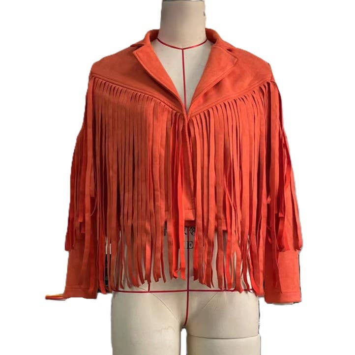 Crop Western Cowgirl Faux Suede Tassel Jacket