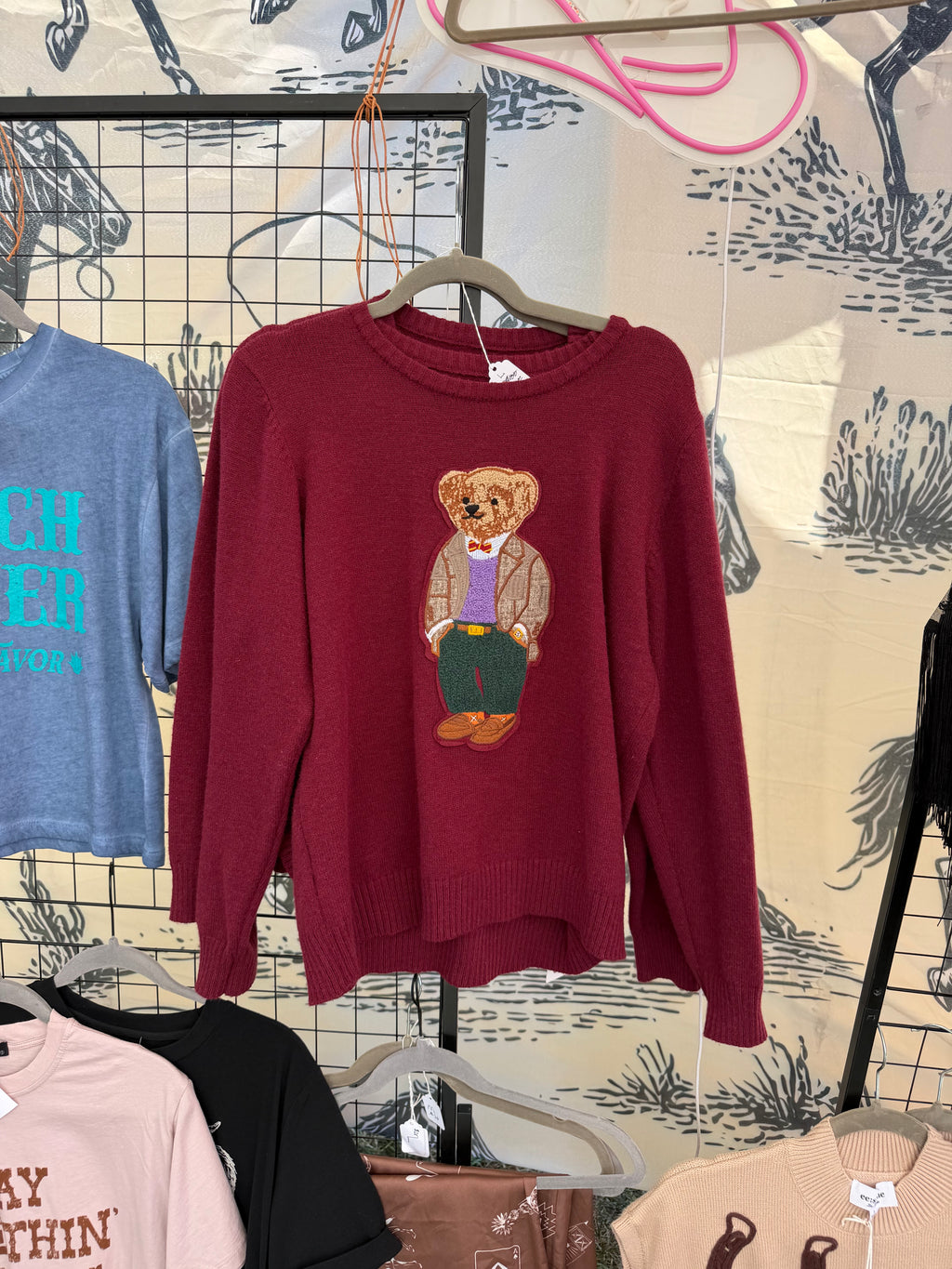 Vintage Bear Pattern Preppy Sweater