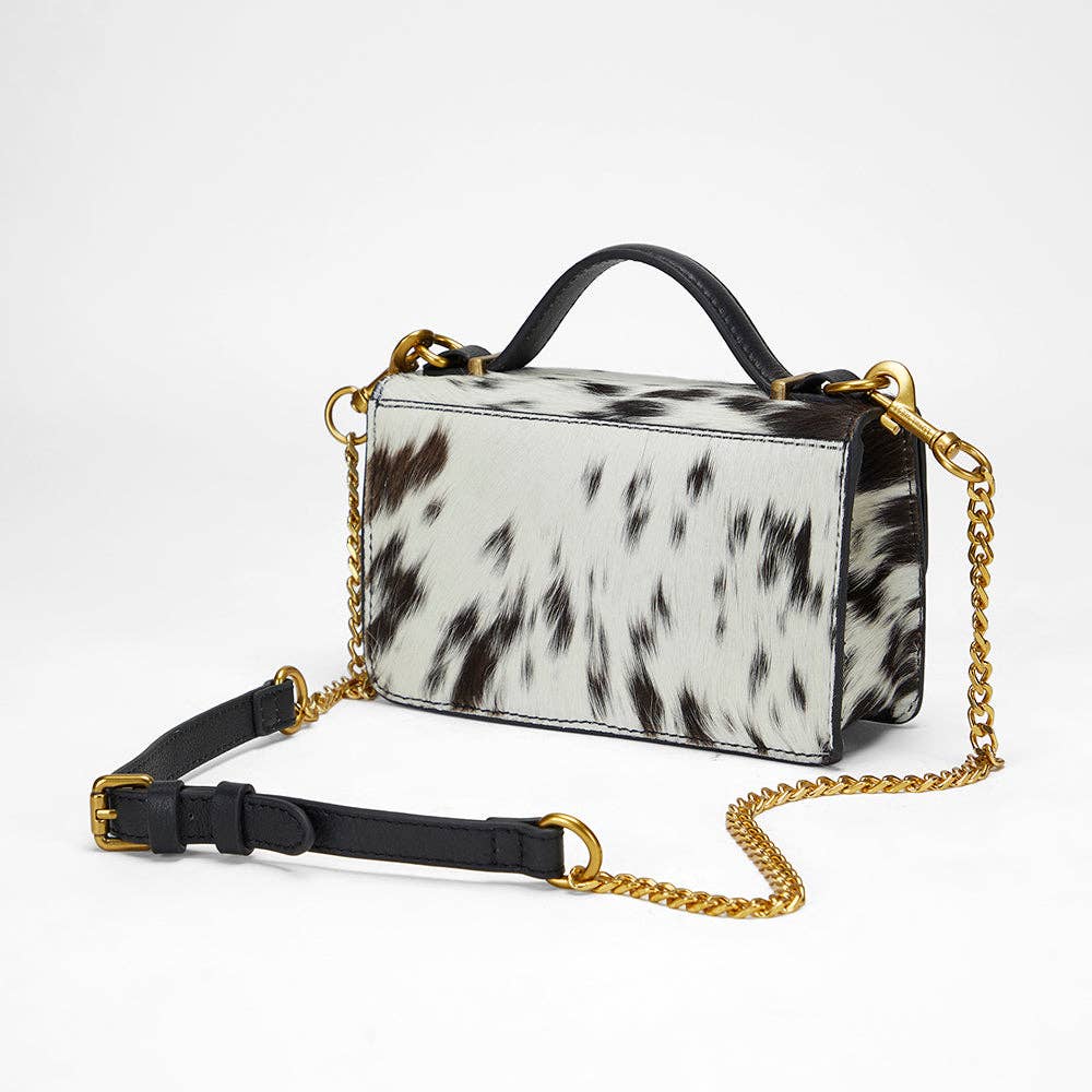 Myra Bags Loyal West Valencia Leather Bag - Black & White Cowhide