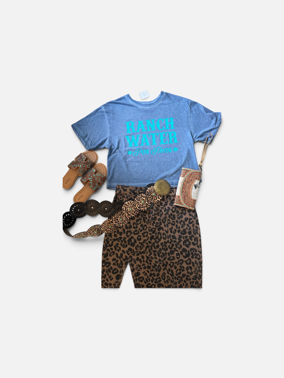 Ranch Water Por Favor Graphic S/S Lunar Dye Faux Crop