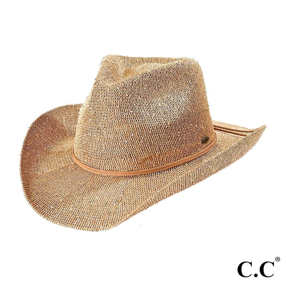 Sequin detailing Cowboy hat with suede trim