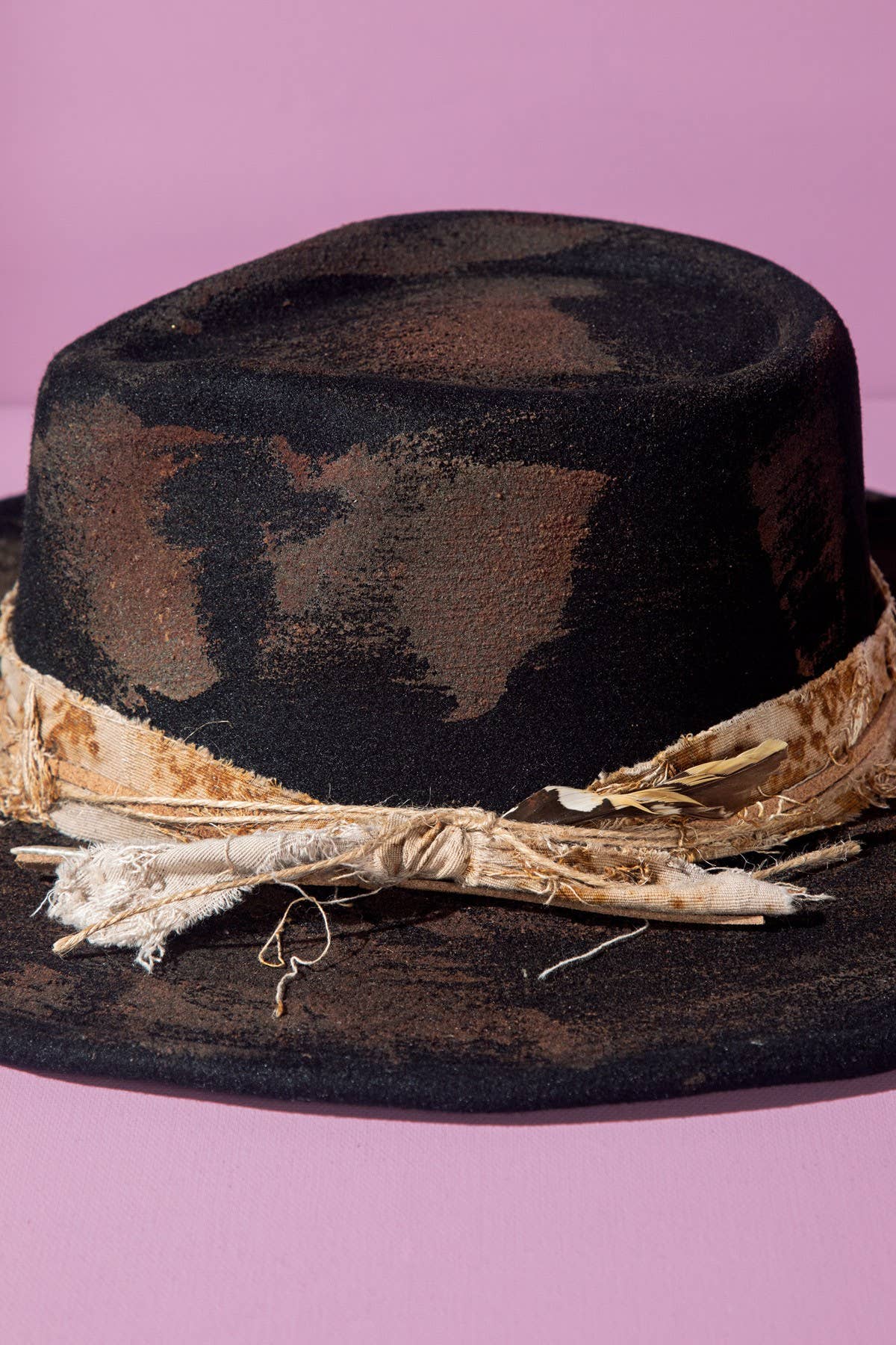 Vintage Versatile Shapeable Cowgirl & Fedora Hat With Feather Accent - Polyester, One Size, Black