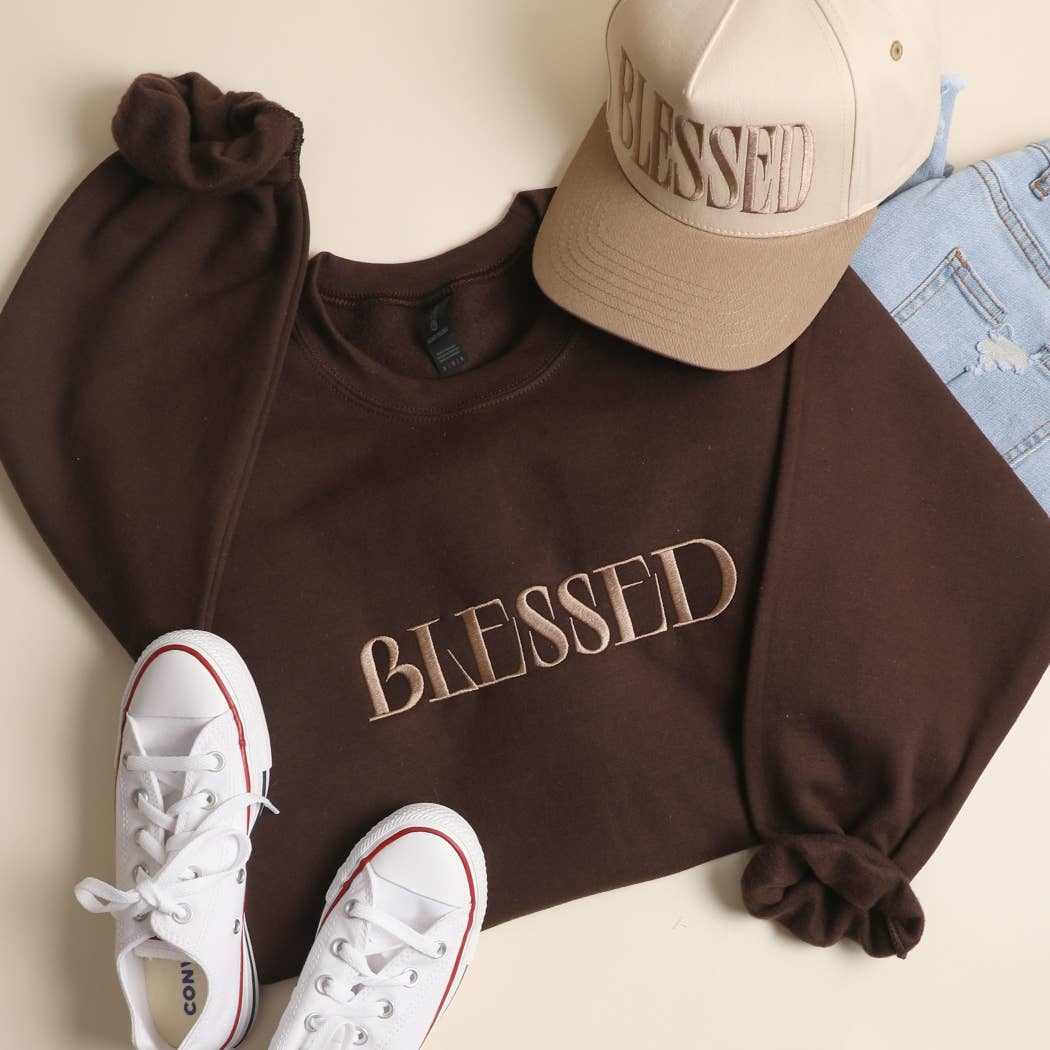 BLESSED Embroidered Fleece Heavyweight Sweatshirt