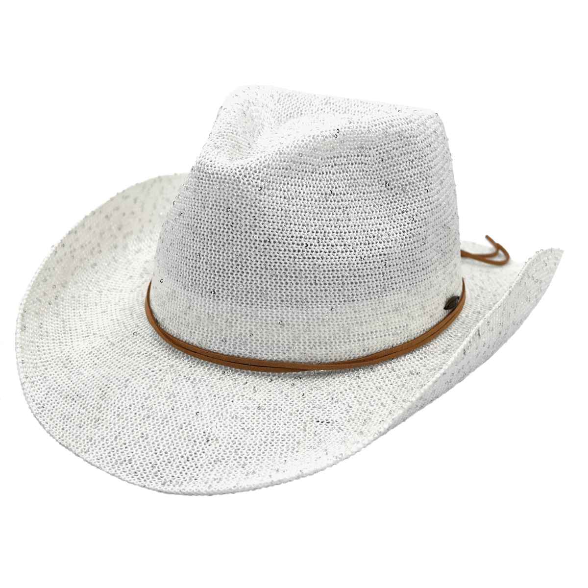 Sequin detailing Cowboy hat with suede trim