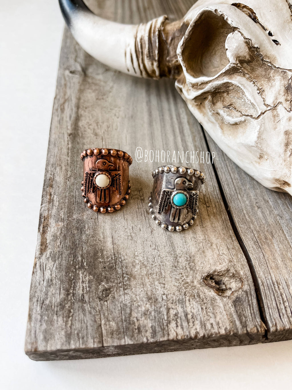 Stone Cuff Ring - cactus or thunderbird