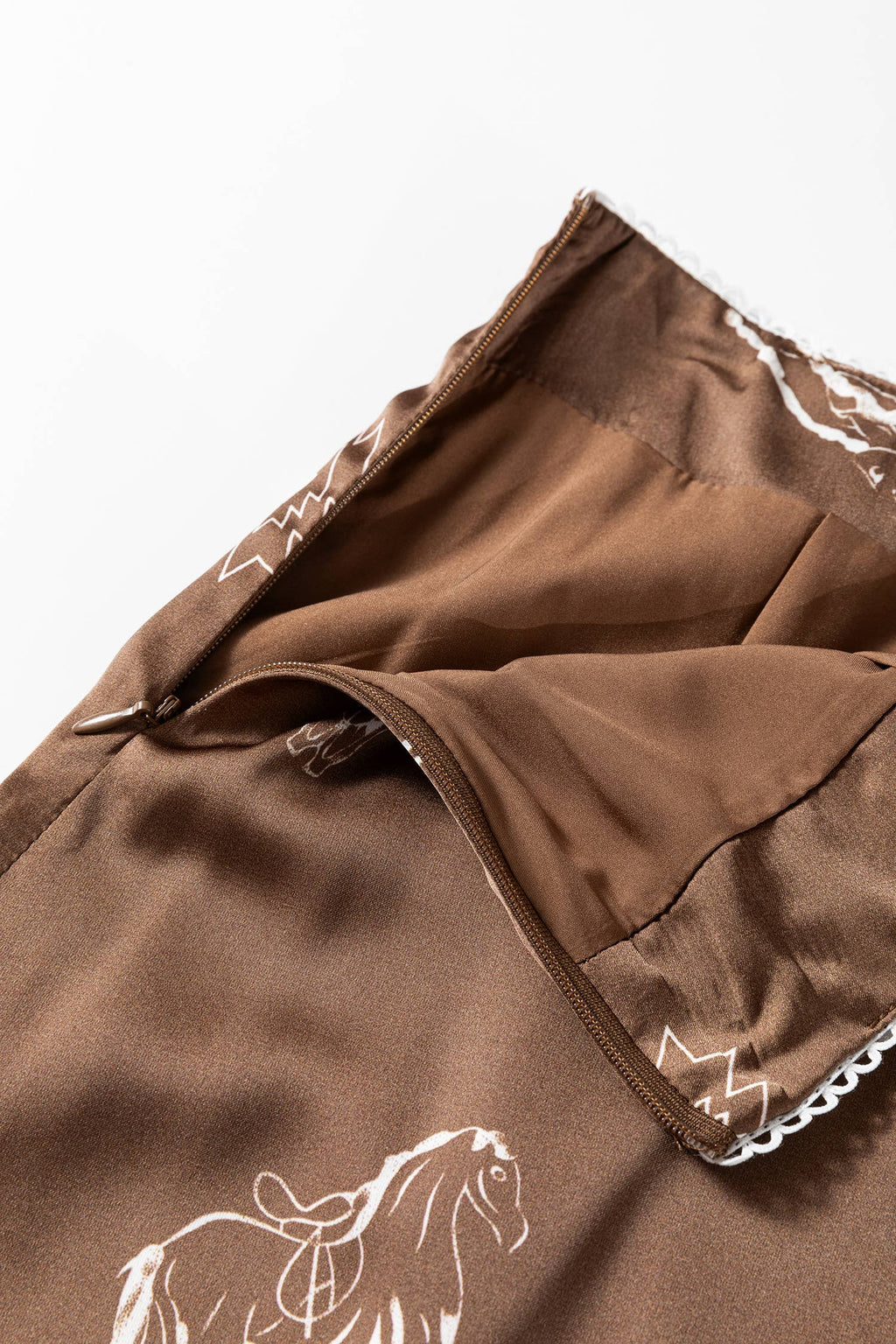 Fashion-W Western Print Satin Long Skirt