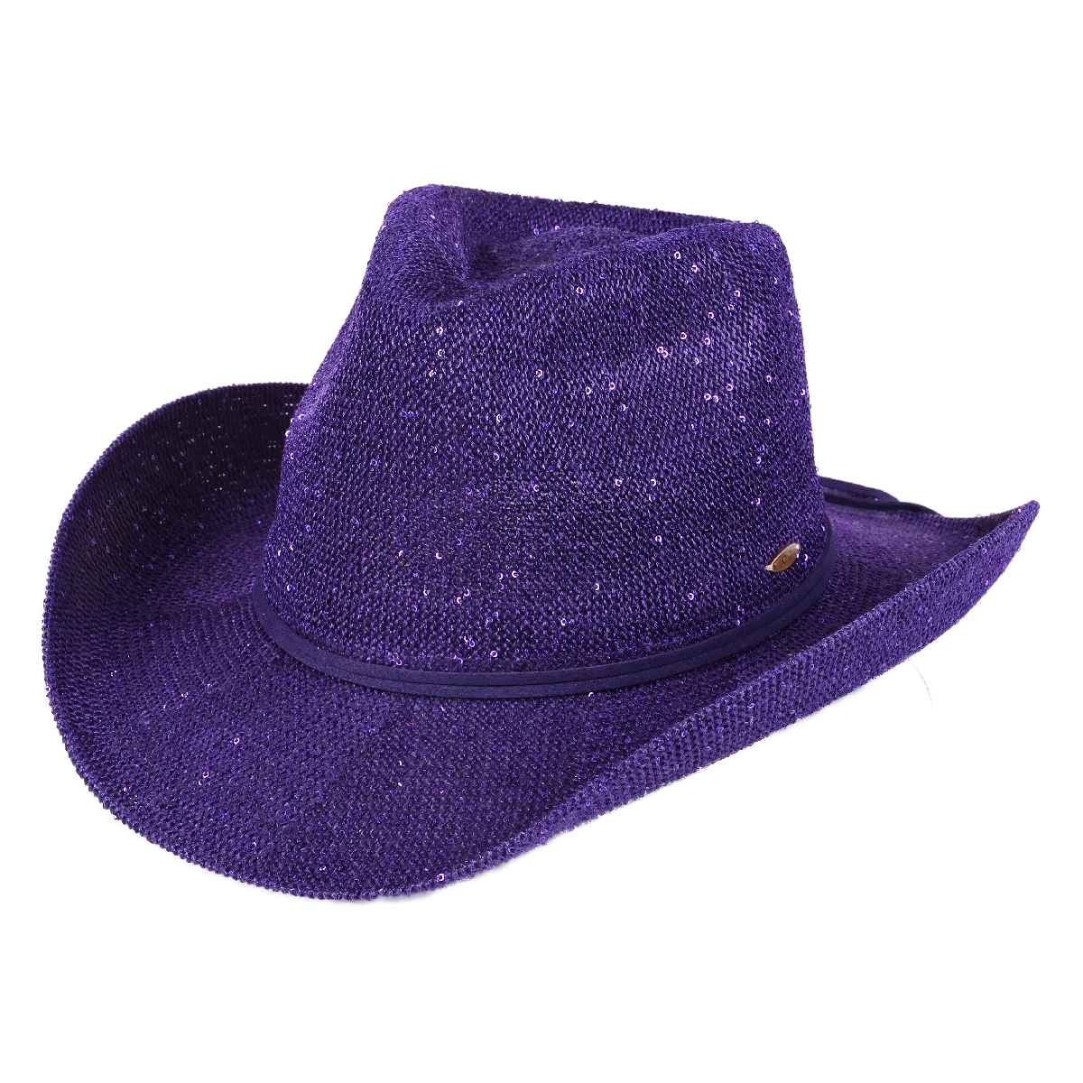 Sequin detailing Cowboy hat with suede trim