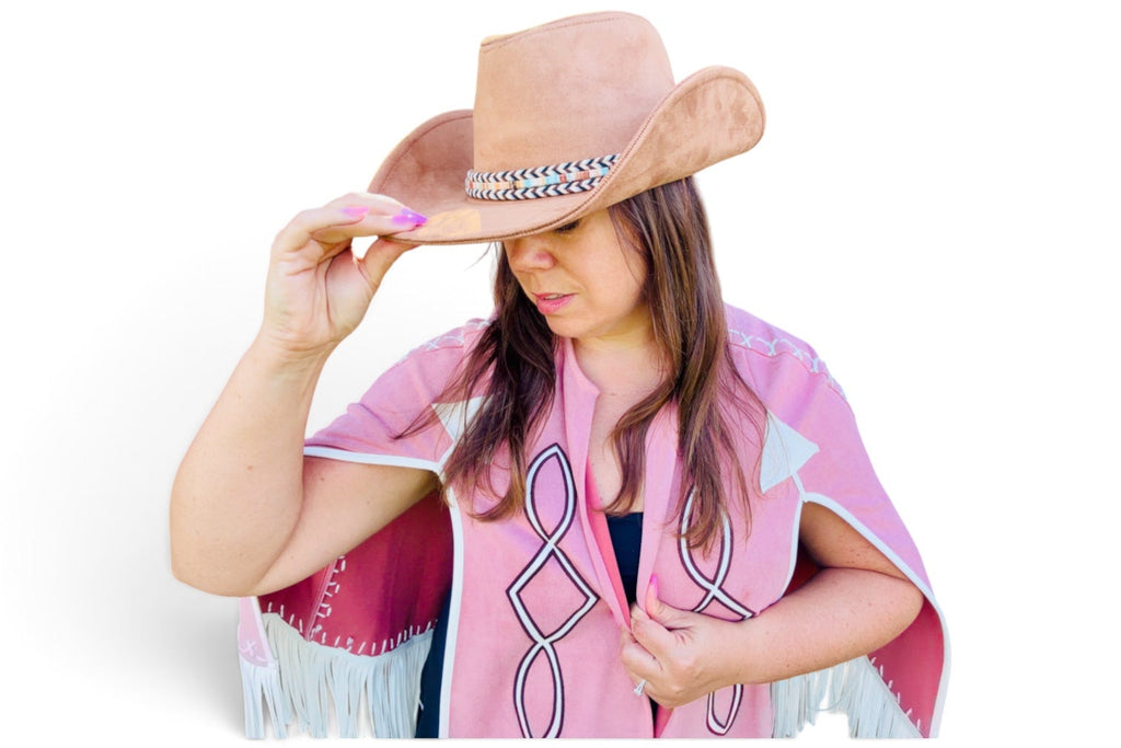 Camel Felt Cowboy Hat with Aztec Band