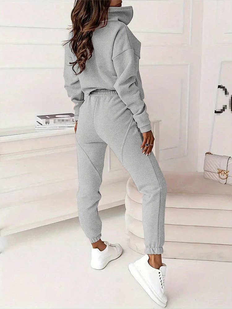 Half-Zipped Collar Sweatshirt Piping Pants Set