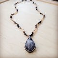 **Black Lava Beaded Necklace w/ Druzy Pendant 257lb