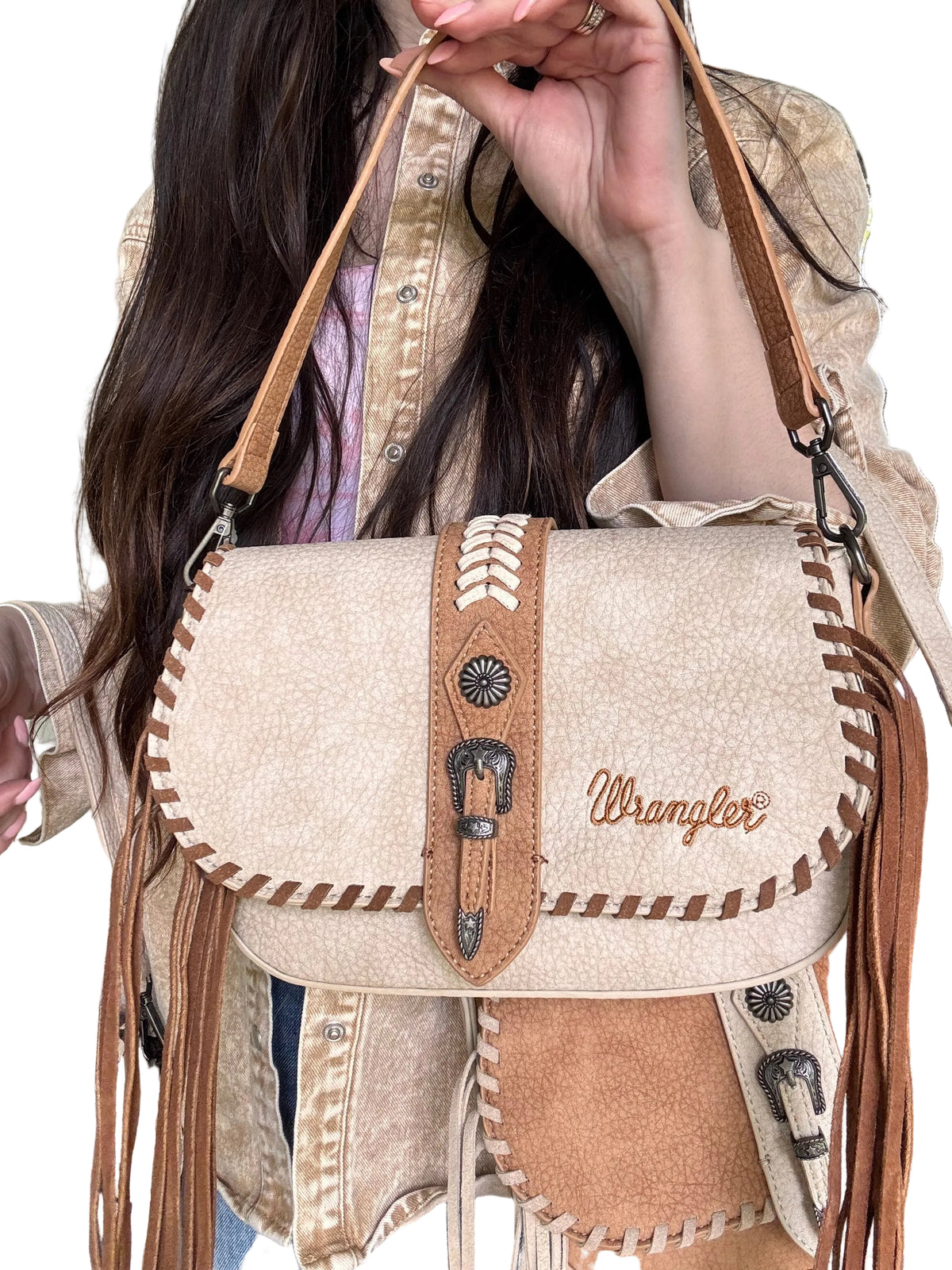 Wrangler Braided Tassel Saddle Crossbody Bag-Multiple Colors