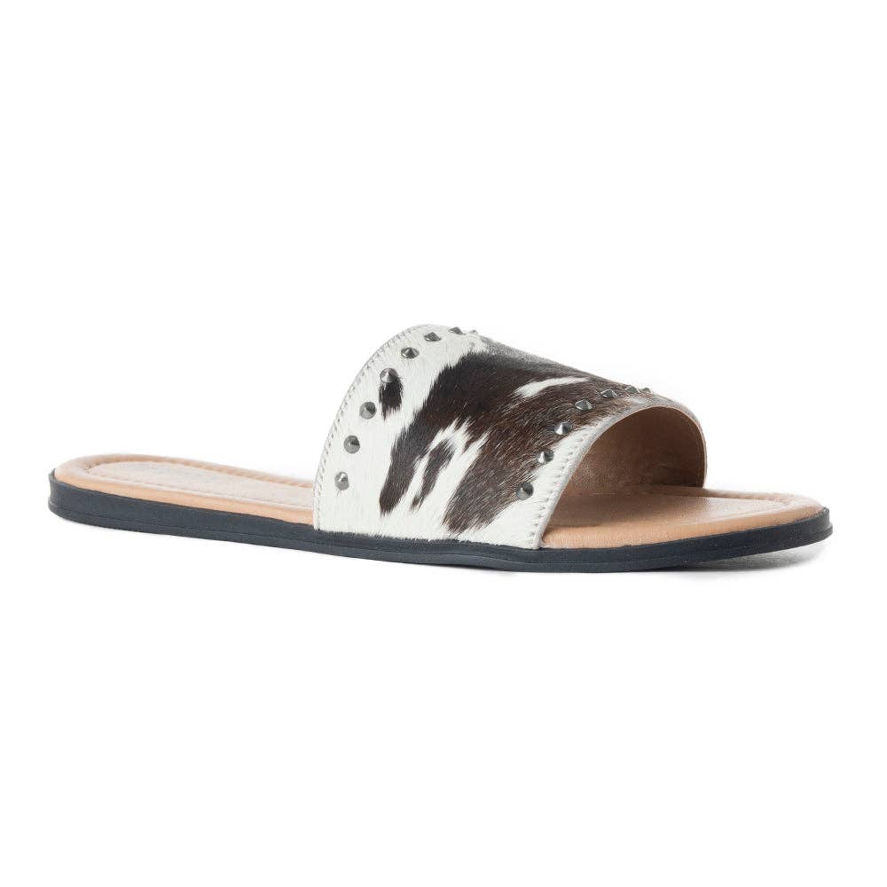 Myra Bags Hairon Cowhide Western Silver Studded Flats