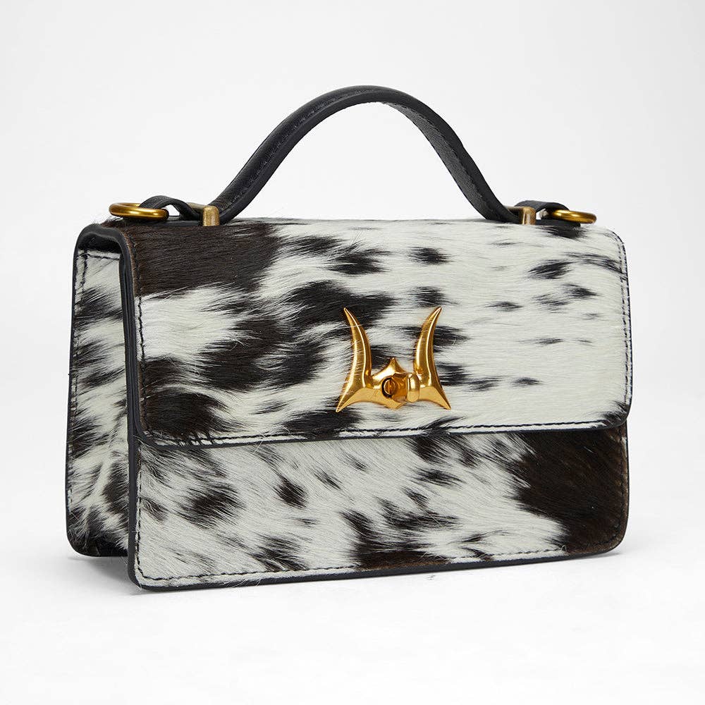 Myra Bags Loyal West Valencia Leather Bag - Black & White Cowhide