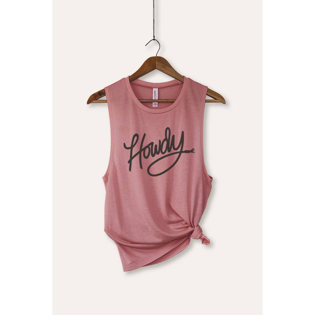 Howdy Cursive Western Typography Women's Jersey Tank Top