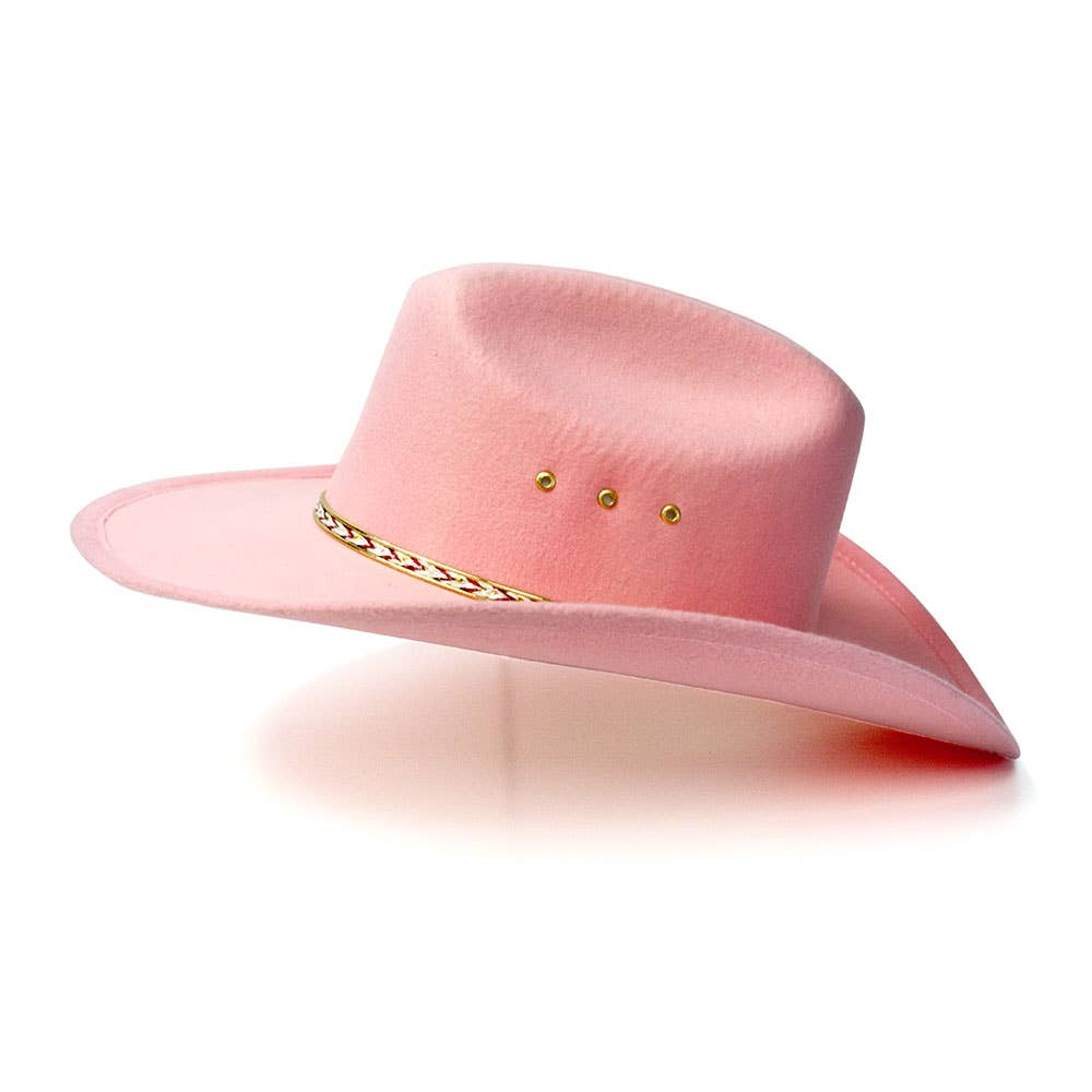 Pink Felt Finish Western Cattleman Hat
