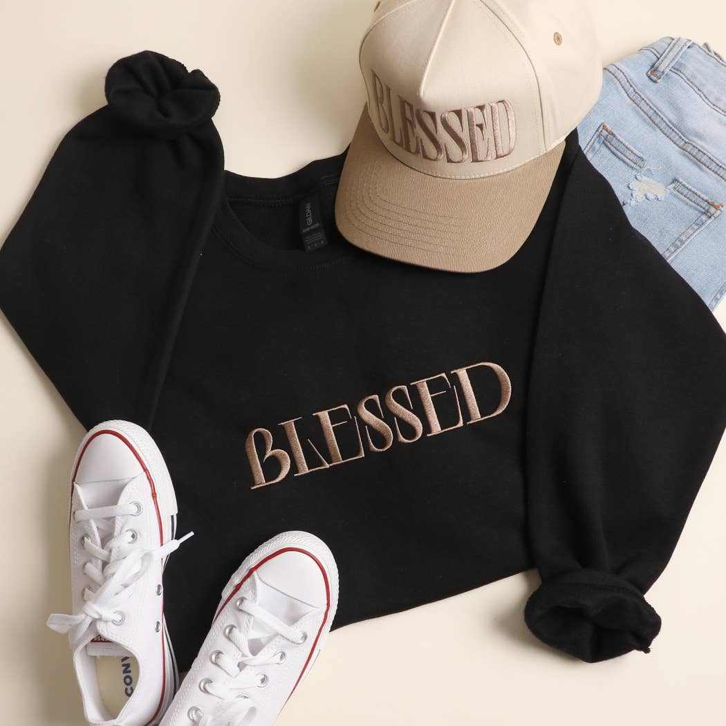 BLESSED Embroidered Fleece Heavyweight Sweatshirt