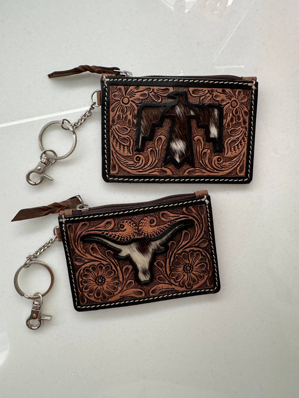 Longhorn Freebird Western Cowhide Leather Keychain Wallet