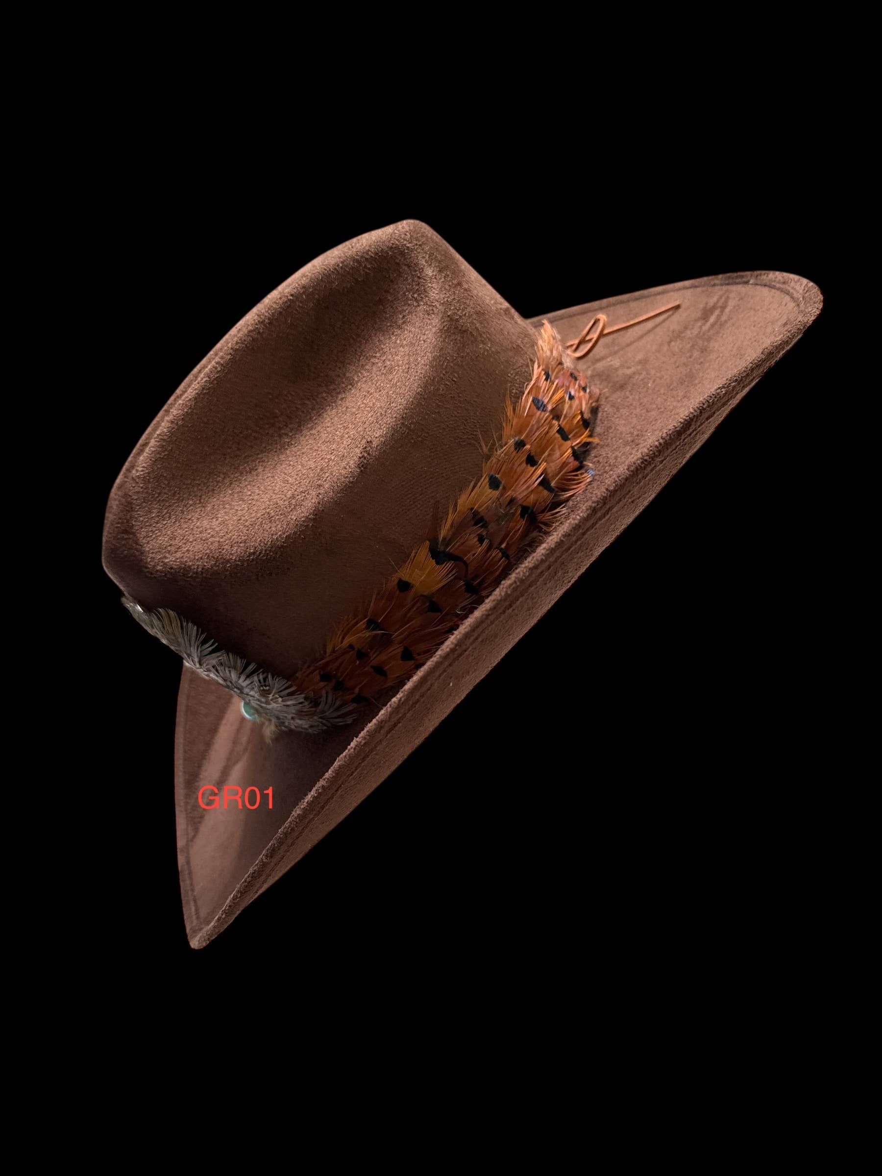Feather Hat Band Middle Crown with strap tie