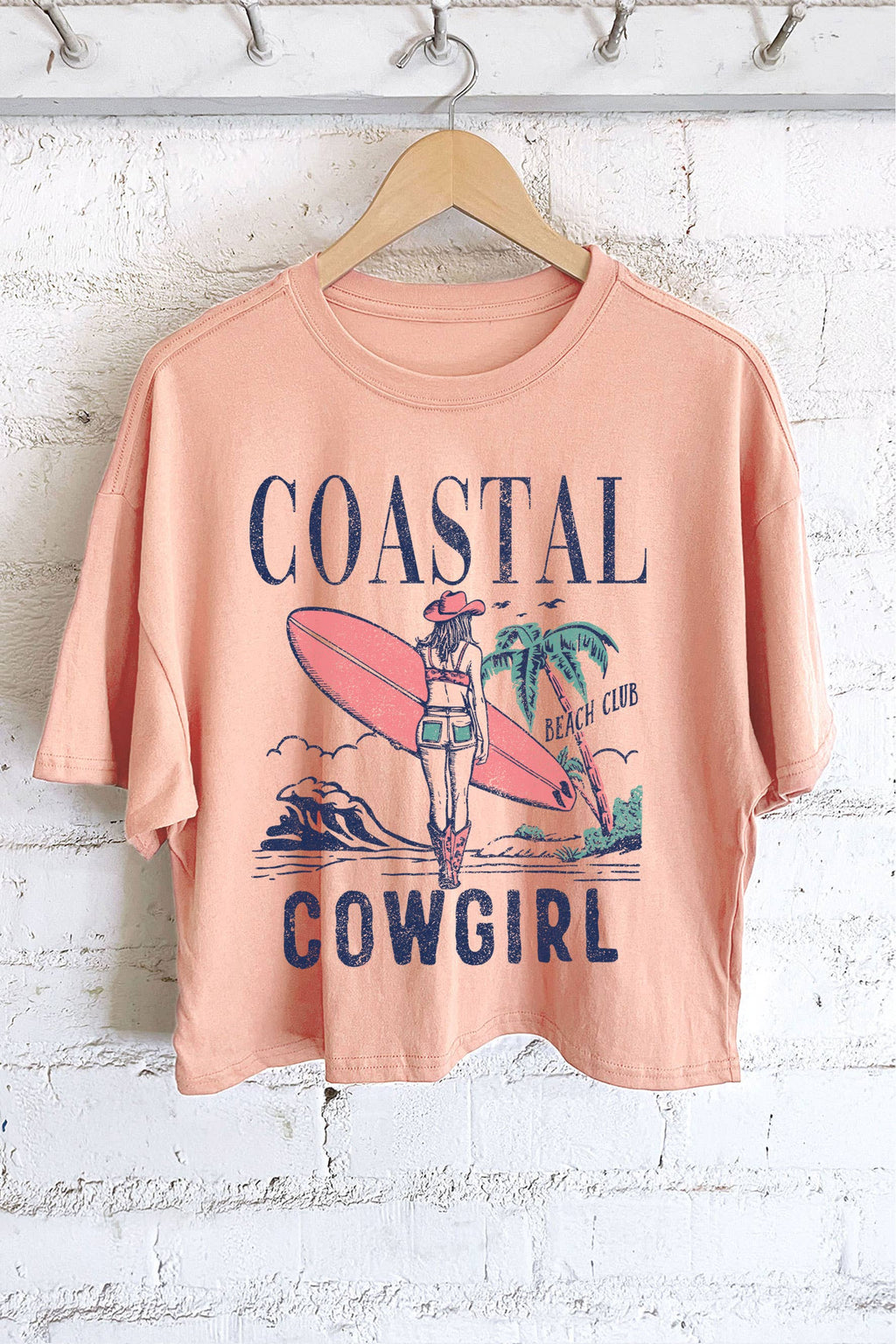 COASTAL COWGIRL BEACH CLUB GRAPHIC LONG CROP TOP
