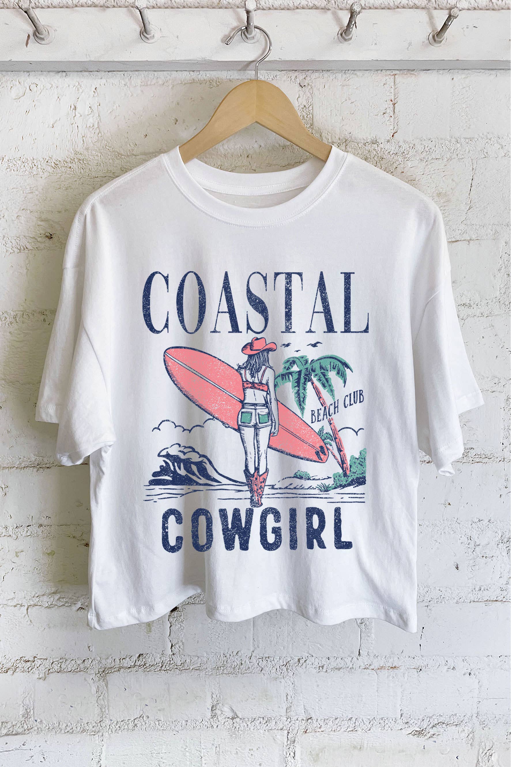 COASTAL COWGIRL BEACH CLUB GRAPHIC LONG CROP TOP