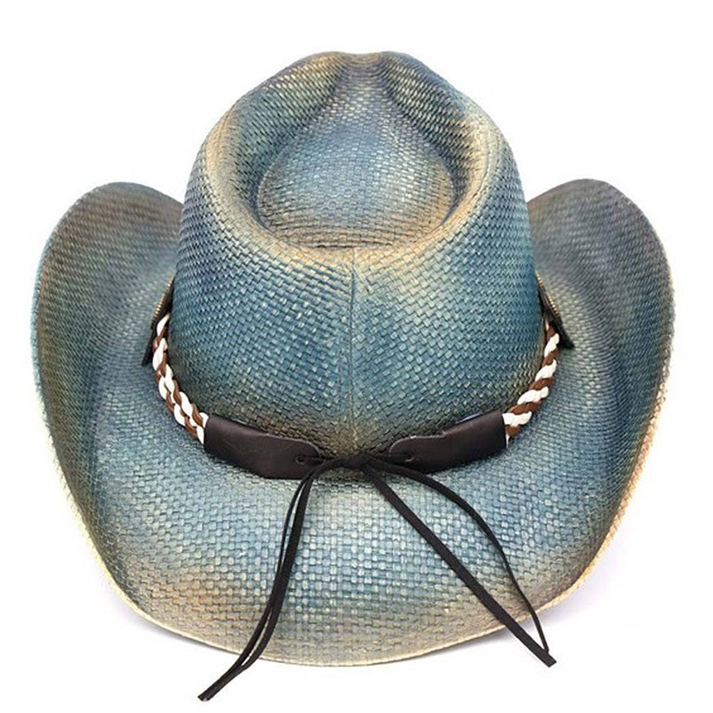 Distressed Cowboy Hat With Brass-Cplored Eagle Buckle, Braid