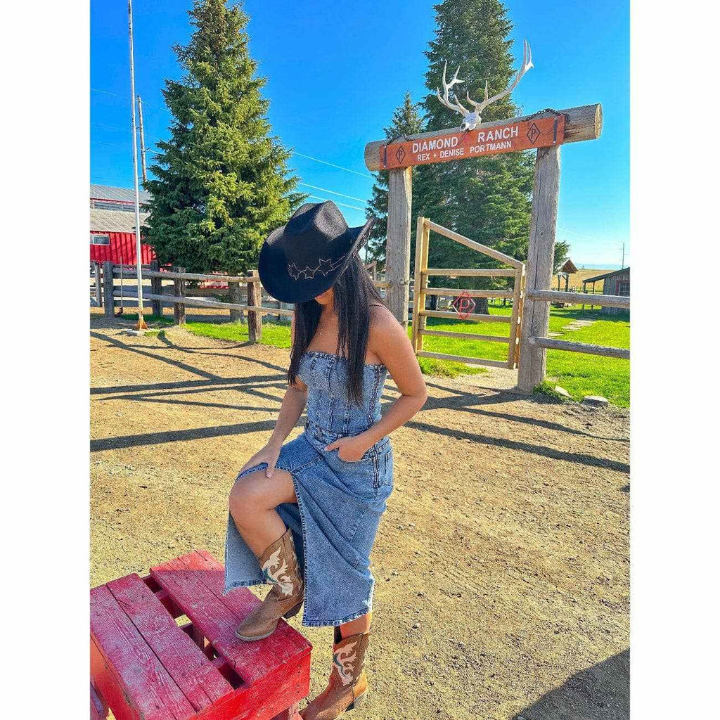 VCC0074 Studded Star Brim Felt Cowboy Hat