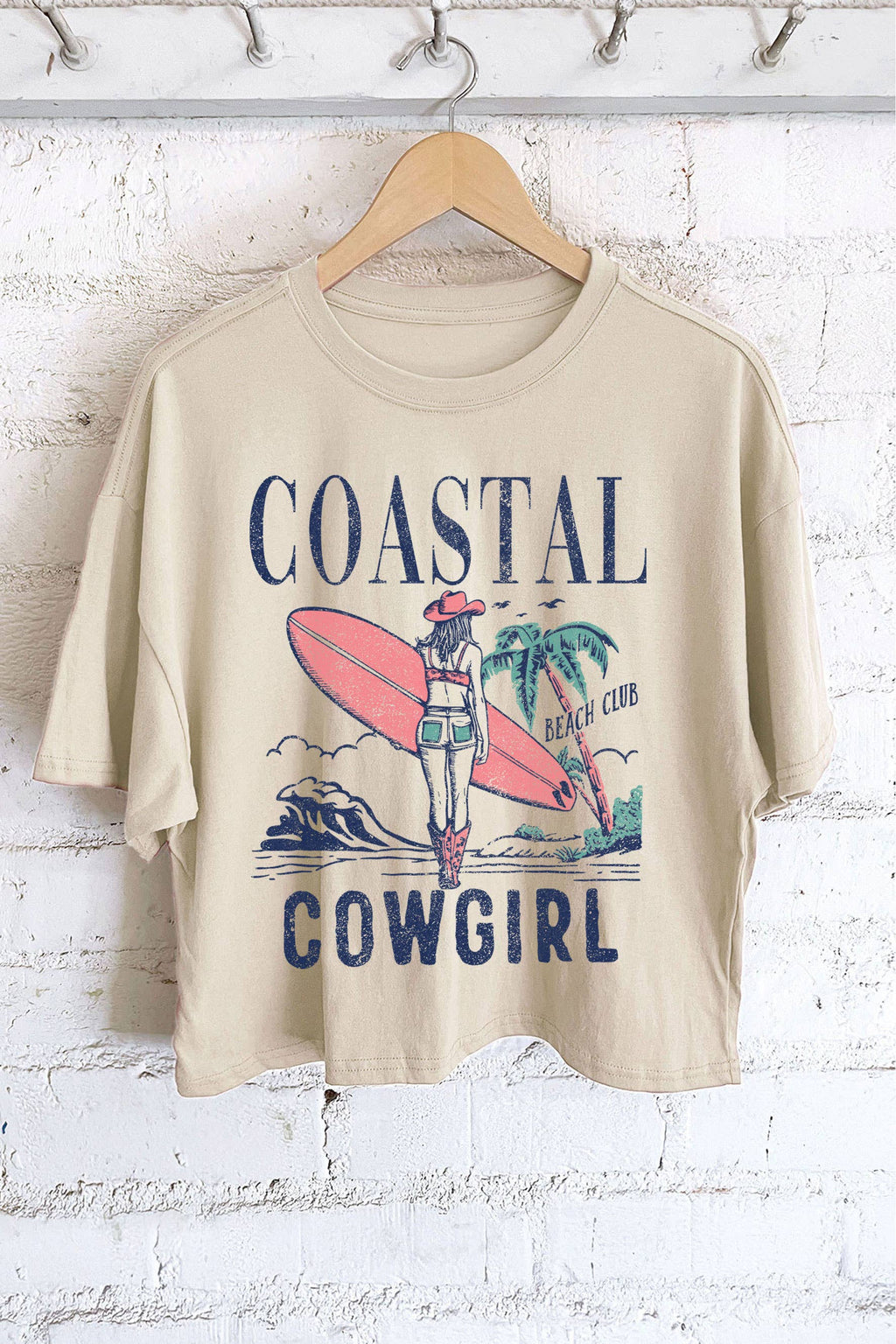 COASTAL COWGIRL BEACH CLUB GRAPHIC LONG CROP TOP
