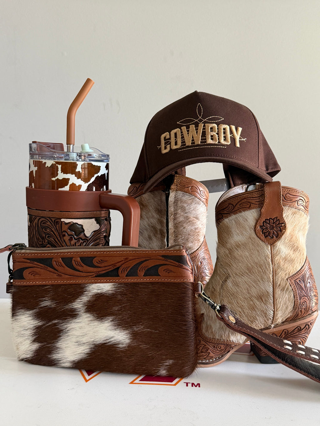 Myra Georgia Trail Hair-on Hide & Hand-tooled Leather Boots