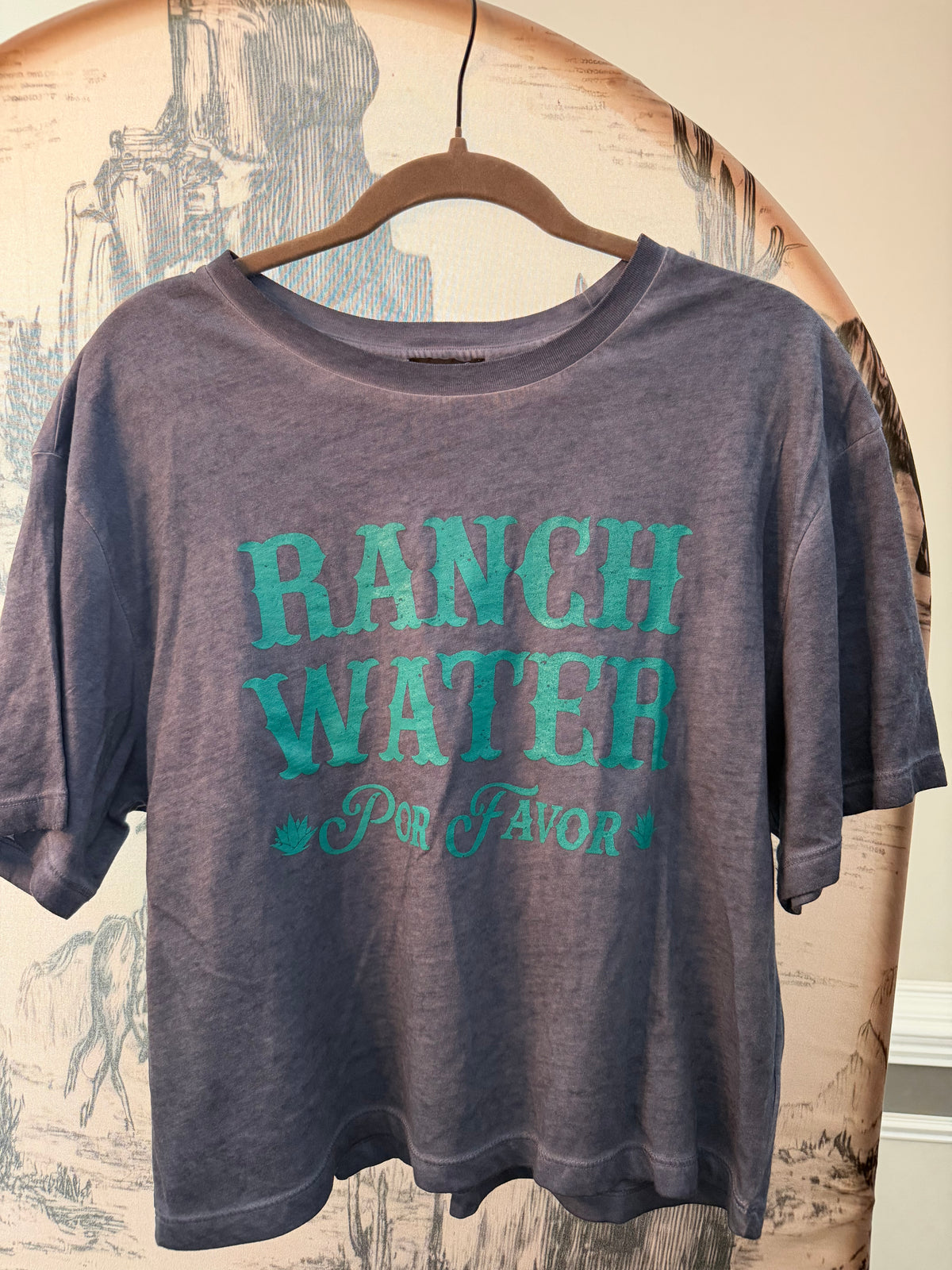 Ranch Water Por Favor Graphic S/S Lunar Dye Faux Crop