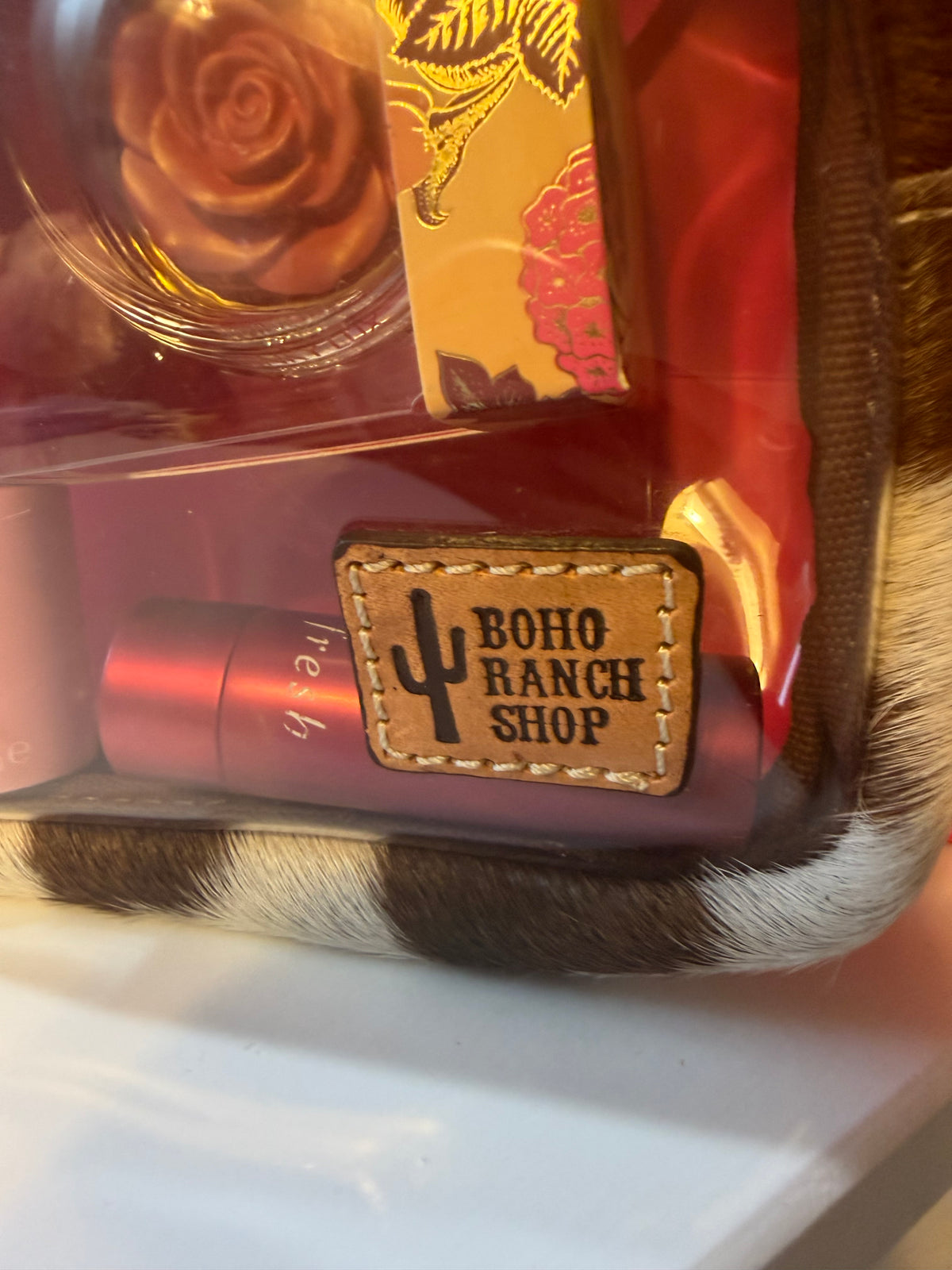 Boho Ranch Shop Hairon Cowhide Cosmetic Clear Case - Toiletry Makeup Travel Bag