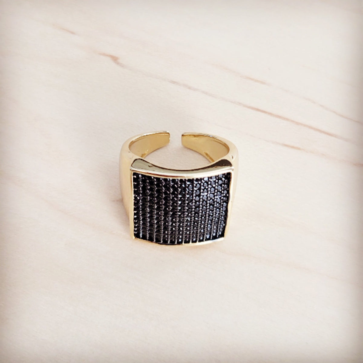 **Square Sparkle Gilded Statement Ring 013nn