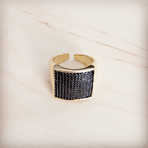 **Square Sparkle Gilded Statement Ring 013nn