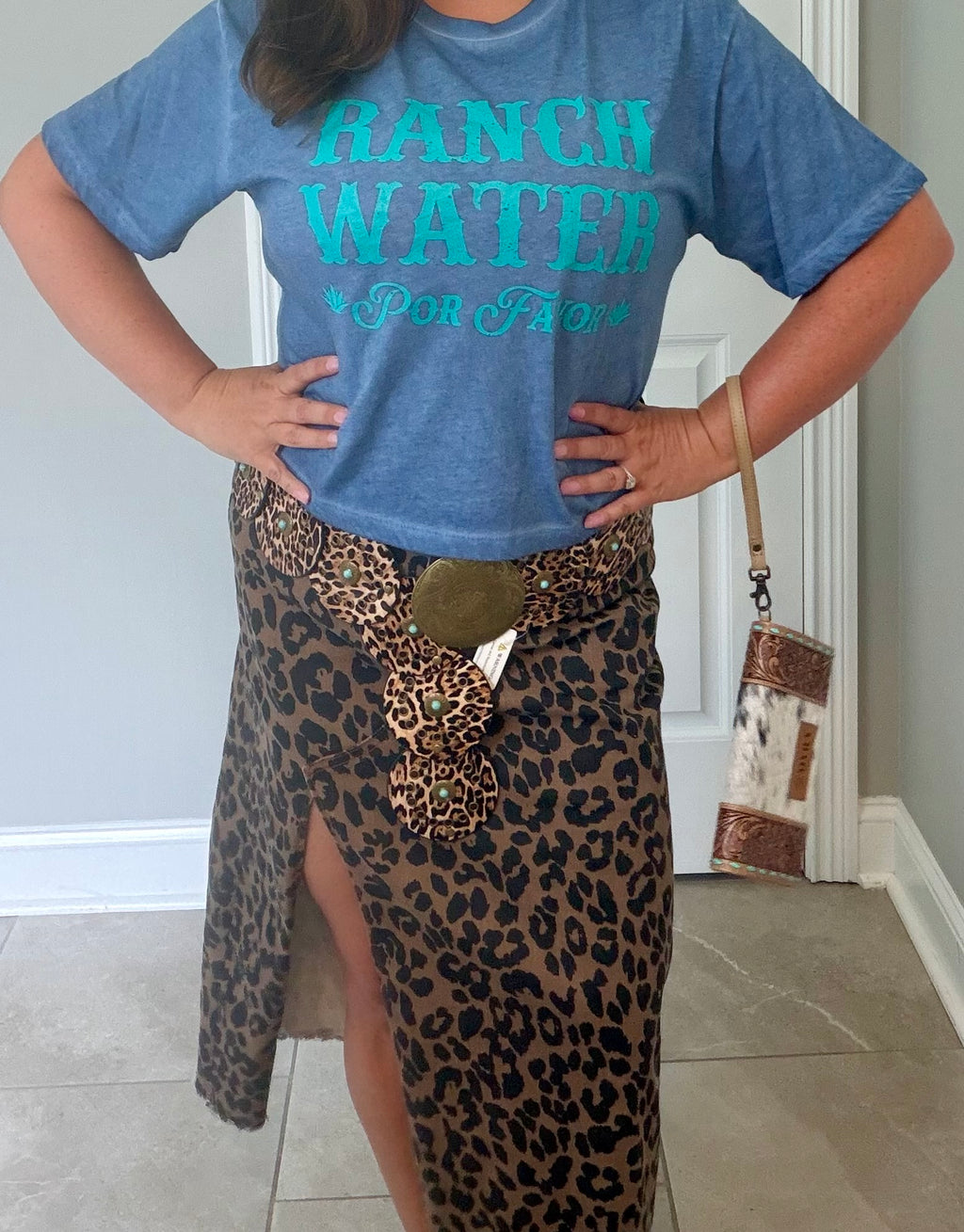 Ranch Water Por Favor Graphic S/S Lunar Dye Faux Crop