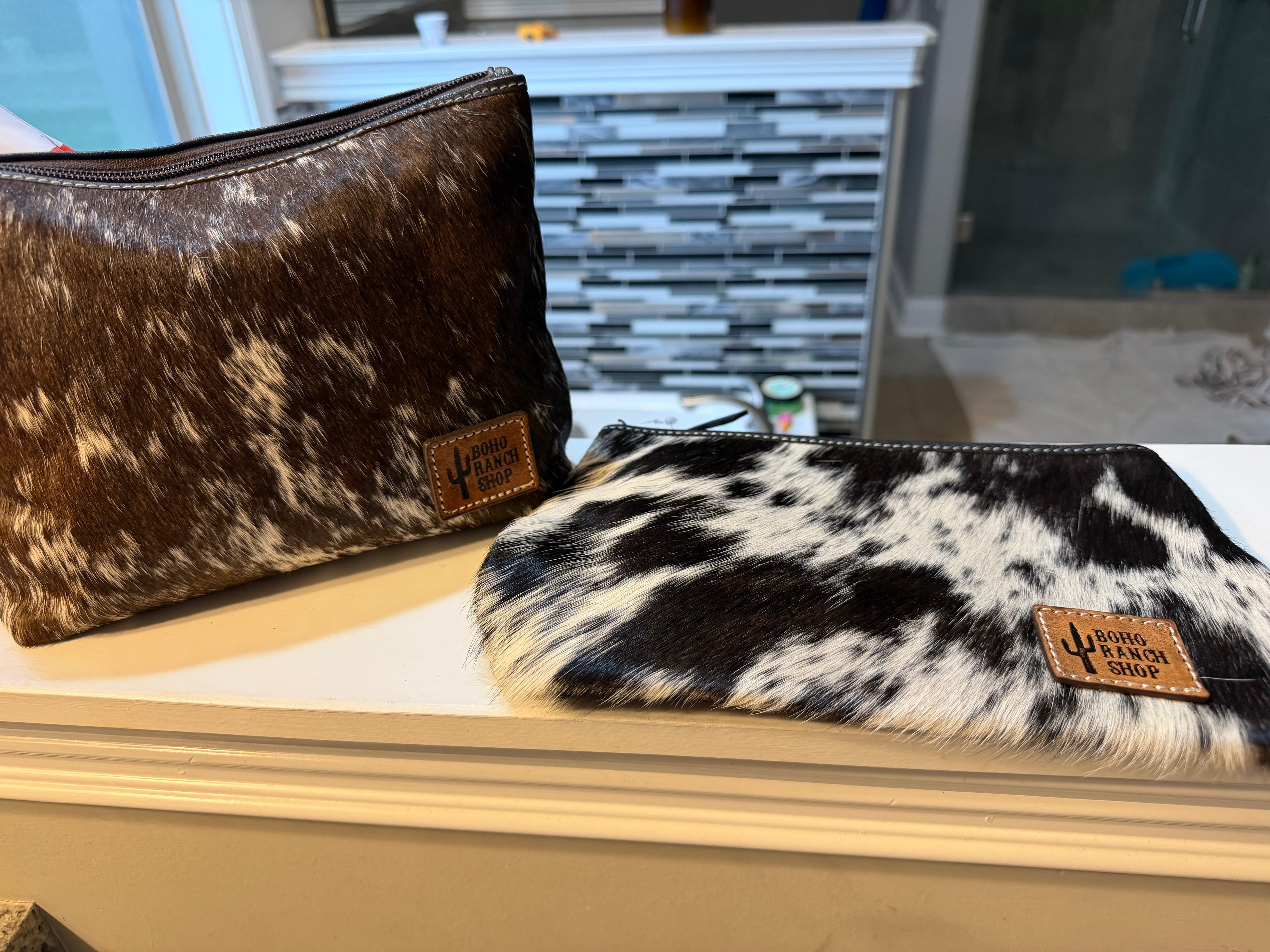 Western Cowhide Makeup Bag Travel