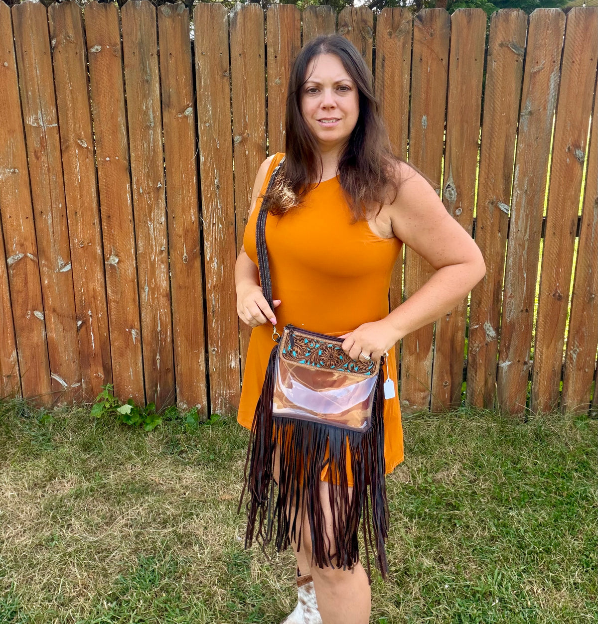 Boho Ranch Shop Hand Tooled Clear Purse Crossbody - Concert Game Day Stadium