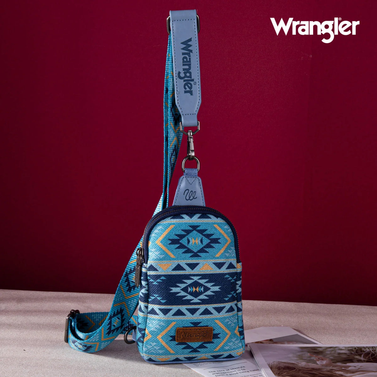 Wrangler Aztec Print Crossbody Sling Chest Bag-Multiple Colors