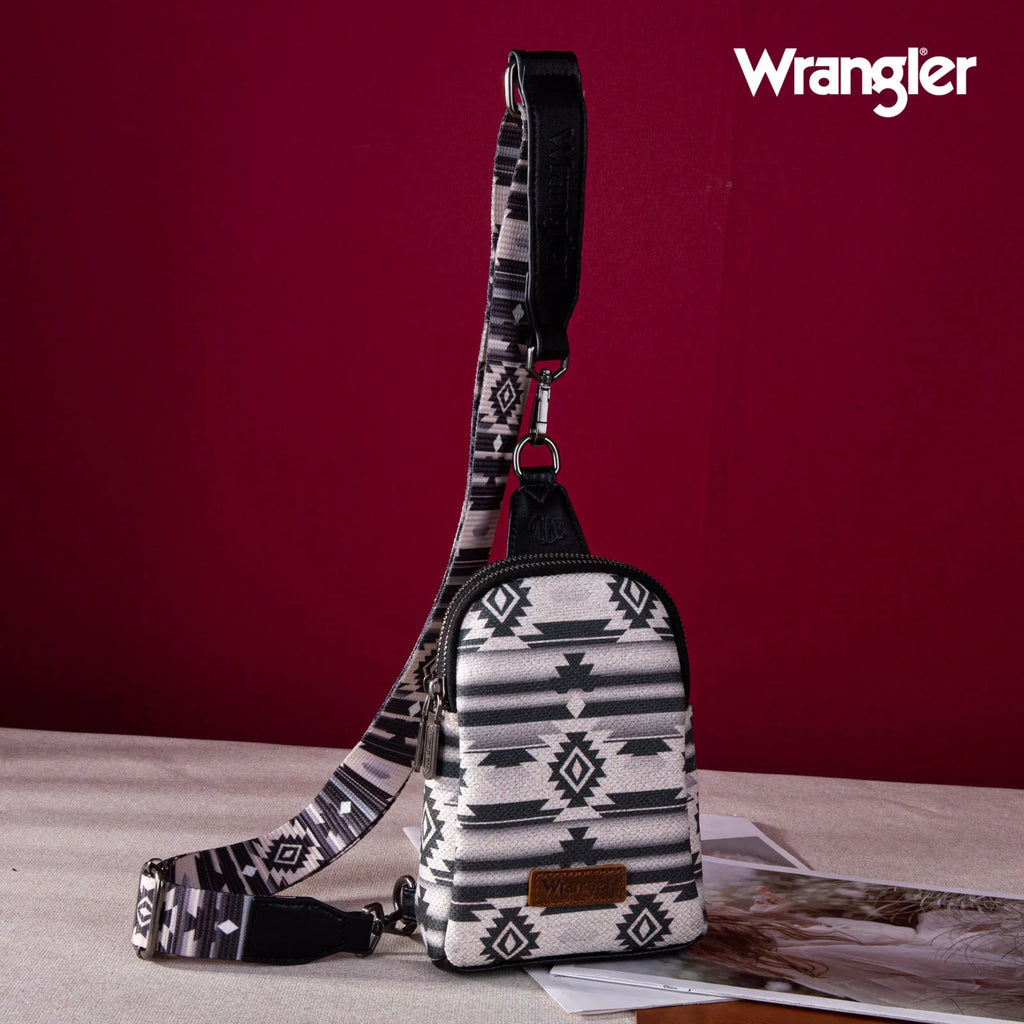 Wrangler Aztec Print Crossbody Sling Chest Bag-Multiple Colors