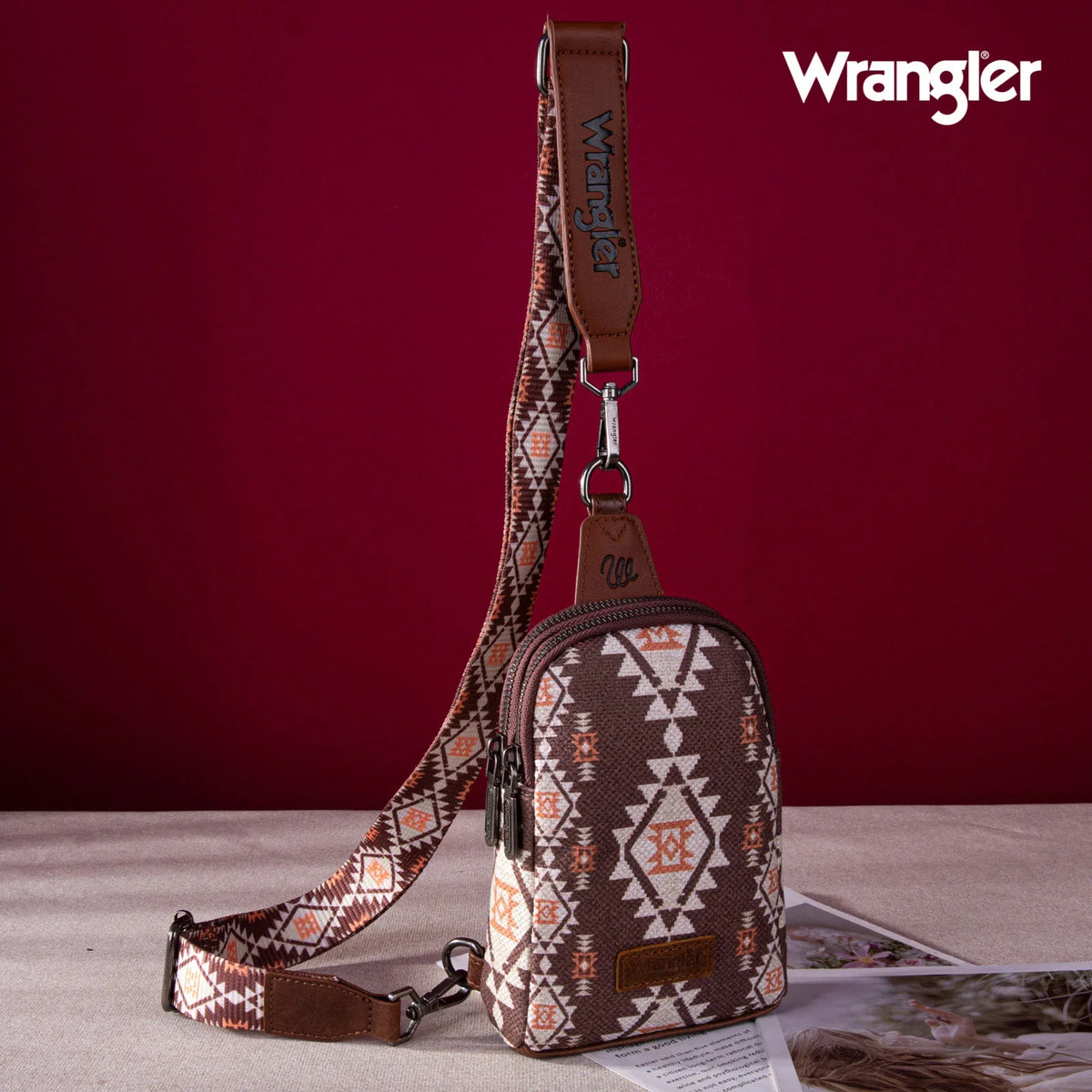 Wrangler Aztec Print Crossbody Sling Chest Bag-Multiple Colors