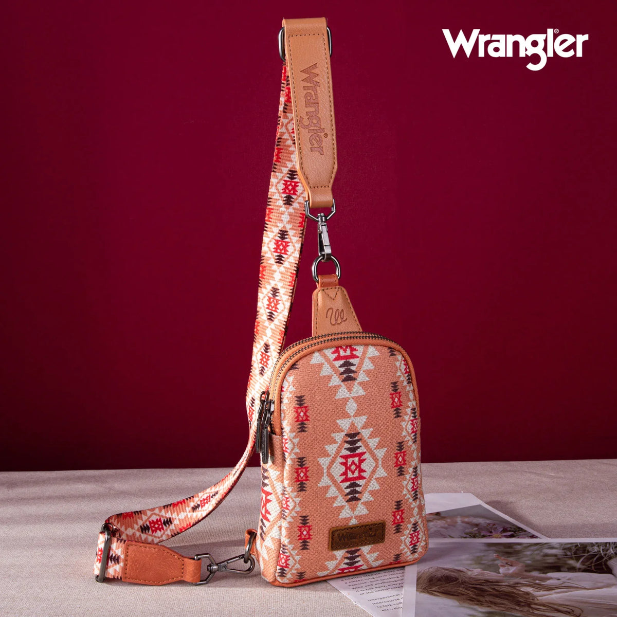 Wrangler Aztec Print Crossbody Sling Chest Bag-Multiple Colors