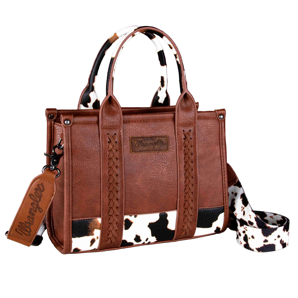 Wrangler Cow Print Concealed Carry Tote/Crossbody - Brown