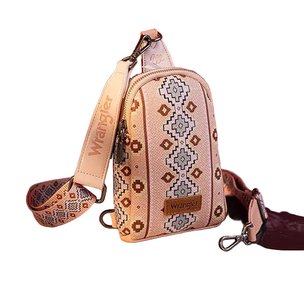 Wrangler Aztec Print Crossbody Sling Chest Bag-Multiple Colors